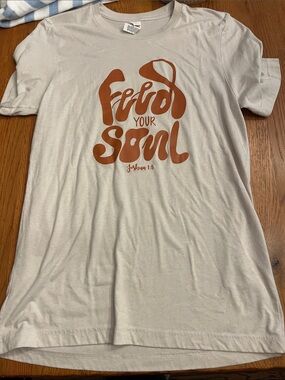 Bella Canvas Light Cream Tee with Brown 'Feed Your Soul' Graphic